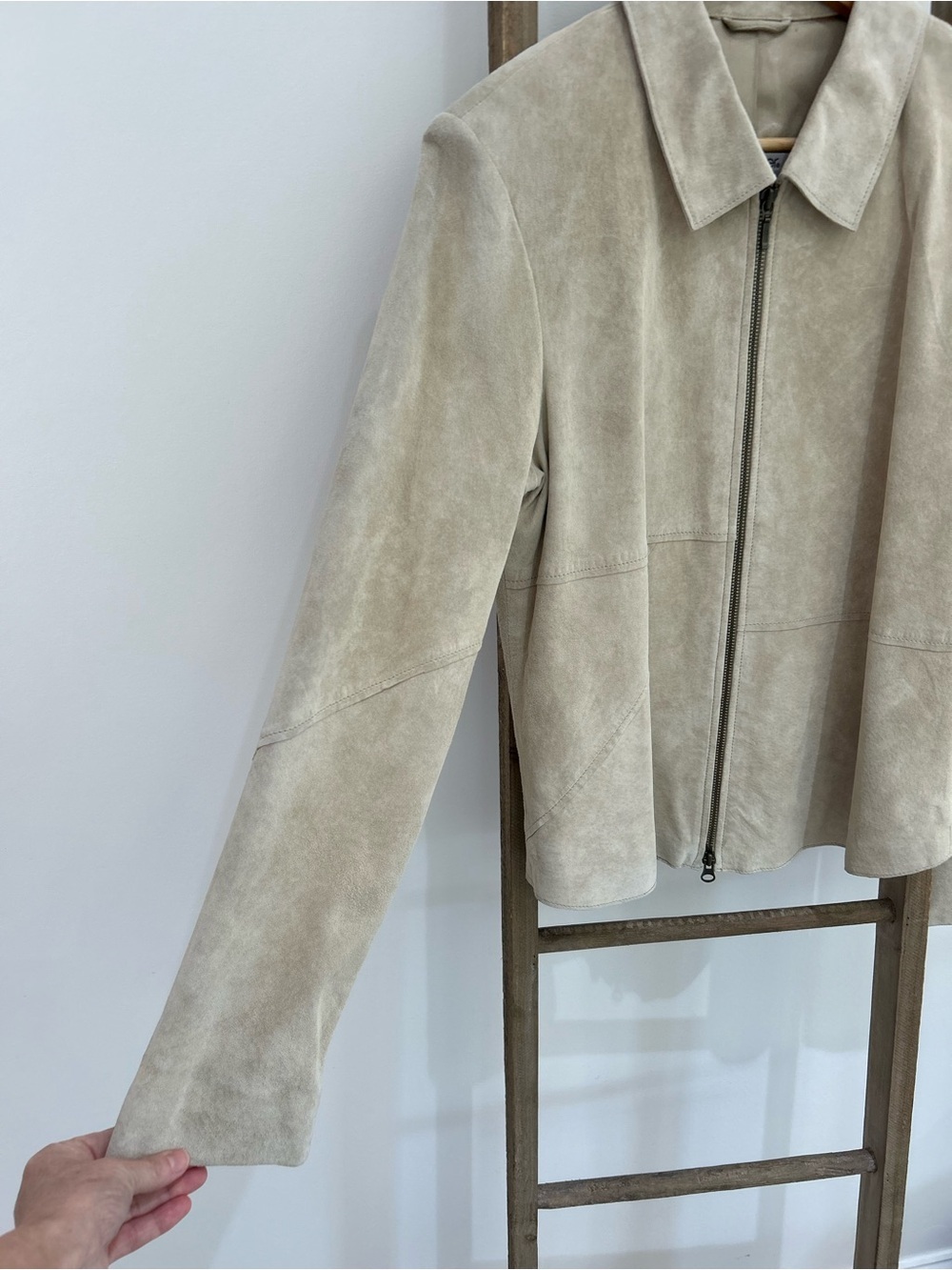 Together Y2K Beige Suede Leather Zip-Front Jacket Women’s Size 12 Boho Western - Picture 6 of 10